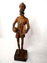 William Shakespeare Hand Carved Wood Figure Spain Vintage 10.5 in Statue - $79.15