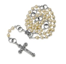 Wedding Rosary by Marina Jewellery Hand Painted Pearl Glass - £100.78 GBP