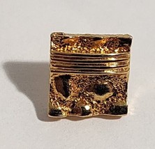 Shiny Gold 3D Square Gold Tone Tie Tack / Tie Pin Unique Textured Smooth - $7.59