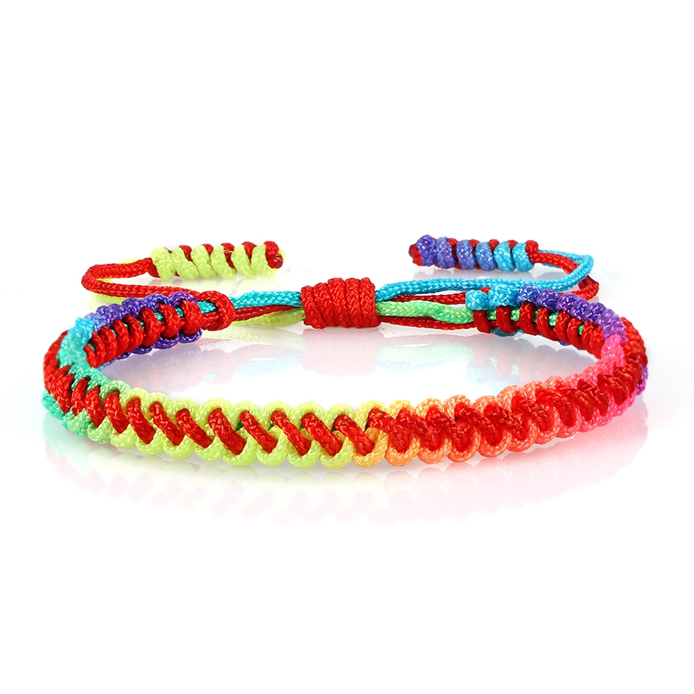 Lucky 18 Colorful Rainbow Knots Braided Bracelet For Women Men Couple Handmade A - £13.42 GBP
