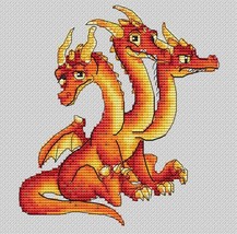 Dragon Cross stitch Fairy Dinosaur pdf pattern, Funny Dragon cross stitch three  - £4.94 GBP
