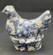Blue And White Glazed Chicken From Strawtown Pottery - $14.34