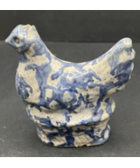 Blue And White Glazed Chicken From Strawtown Pottery - $14.34