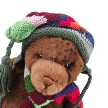 Gund Lord &amp; Taylor Teddy Bear Plush Holiday Stuffed Animal Crochet Scarf Hat - £15.53 GBP