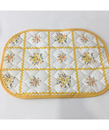 Vintage plastic placemat yellow rick rack look with flowers country home... - $26.99 CAD