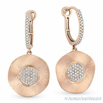 0.17 ct Round Diamond Circle Charm Dangling Drop 14k Rose &amp; White Gold Earrings - £725.85 GBP