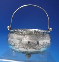 Middle Eastern Sterling Silver Bowl Basket with Swing Handle Hand Engrav... - $15,807.34 MXN