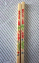 Vintage Japanese Chopstick Pair Red Green Blue Etched Design Plastic Reu... - £11.65 GBP