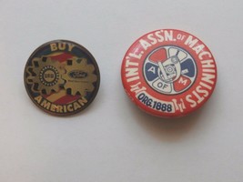 Two Vintage PINS--BUY American Uaw Ford Pin &amp; Int&#39;l. Assn.Machinist ORG.1888 Pin - £5.98 GBP