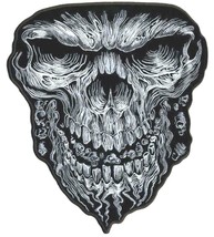 Swirl Skull Face Patch P7115 Jacket Biker Embroidered 6 Inch Novelty Grim Reaper - £9.86 GBP