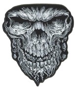 SWIRL SKULL FACE PATCH P7115 jacket BIKER EMBROIDERED 6 INCH novelty GRI... - $12.30