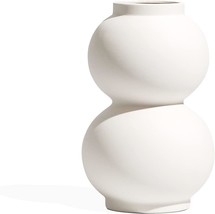 Ceramic Vase For Home Decor, Contemporary White Flower Vase,, Living Room. - £33.52 GBP