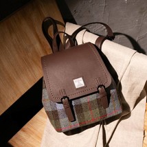 Genuine leather Harris Tweed backpack Harris Tweed designer winter backpack - £118.51 GBP
