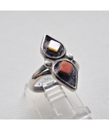 SOUTHWESTERN VINTAGE 925 STERLING SILVER NATURAL CORAL AND ABALONE RING ... - $1,268.71 MXN