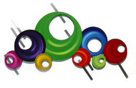 Colorful Contemporary Modern Abstract Circle Wall Sculpture &quot;Bubbly #2&quot; 37x 24 - £272.46 GBP