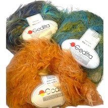 3 skeins Gedifra TECNO HAIR LUNGO Eyelash Yarn | Purple, Green, Orange - £20.76 GBP