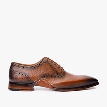 The Draco Handmade Tan Semi Brogue Oxford Men Shoe image 5