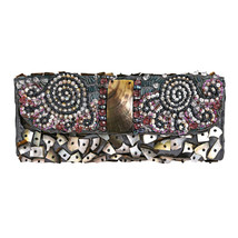 Exotic Beauty Mix Stone and Sea Shell Beaded Handmade Clutch - £34.82 GBP