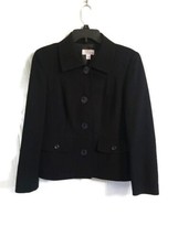 Talbots Petites Women Size 12 Black Wool Cozy Statement Button-Up Jacket... - £21.48 GBP