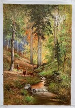 A Herd of Deer in the Forest - Handmade Unmounted Canvas - Original Oil Painting - £562.26 GBP+