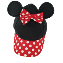 Disney Minnie Mouse Ears Youth Baseball Cap Hat Red White Polka Dot Bill... - $9.99