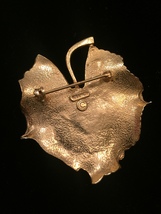 60s Kramer gold leaf with real cultured pearl brooch image 3