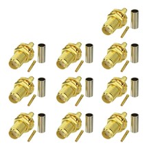 10Pcs Sma Female Bulkhead Crimp Connector Gold-Plated For Rg316 Rg174 Cable - $17.99