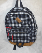 Vintage Suede Leather Bottom Wool Plaid Backpack Bookbag Bag Back To Sch... - $16.95