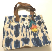 Luandelle Women Fashion Blue White Brown Tie Dye Laguna Tote Canvas Handbag New - £11.86 GBP