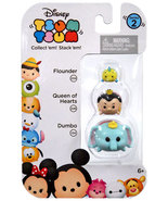 Disney Tsum Tsum 3 Pack Series 2 Flounder 234 Queen of Hearts 226 Dumbo 124 - £6.39 GBP