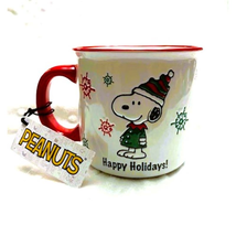 Peanuts Snoopy Happy Holidays Festive Large 20oz Ceramic Mug-NEW - £11.89 GBP
