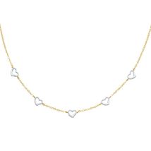 14K Two Tone Gold Heart Fashion Link Necklace - £242.90 GBP