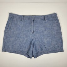 Lands End Not Too Low Rise Blue 100% Cotton Shorts size 14 FRONT POCKET - £14.07 GBP