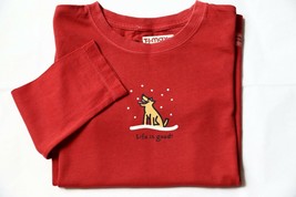 New Life is Good Girls Top Red Crusher M 7 8 Dog Snowflake T Shirt Long Sleeve - £15.81 GBP