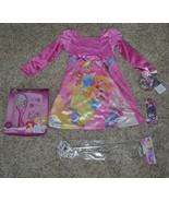 Girls Pajamas Disney Princess Long Sleeve Nightgown, Wand, Watch, Hair  ... - £22.03 GBP