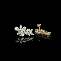 5Ct Marquesita Imitación Diamante en Racimo Pendientes 14k Amarillo Chapado Oro - £93.00 GBP