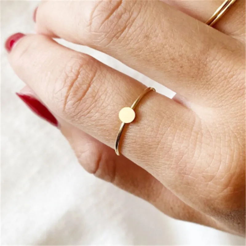 14K Gold Filled Disc Rings Gold Jewelry Knuckle Ring Mujer Boho Bague Femme  Boh - £24.35 GBP