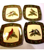 Christmas Plow and Hearth Woodland Birds Square Dessert Salad Plates Set... - $18.95