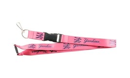 MLB New York Yankees Pink Lanyard Keychain 24&quot; Long 1&quot; Wide by Aminco - £7.98 GBP