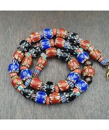 Vintage chevron venetian style multilayers glass beads necklace 15mm mch... - $55.23