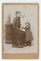 Antique 1895 ID&#39;d Cabinet Card Kids, Mary L. Bales &amp; Carl A. Bales With Mother - £9.73 GBP