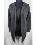 Fashion Nova Women&#39;s Dark Gray Hooded Sweater Cardigan, Pockets, Size L-XL - $39.99