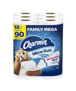 Charmin Toilet Paper Ultra Soft Cushiony Touch, 18 Family Mega Rolls = 90 - $658.60 MXN