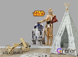 Star Wars Art Décor, C3PO Decal, , Star Wars Decal, R2D2 Decal, Fathead Mural, S - £18.48 GBP+