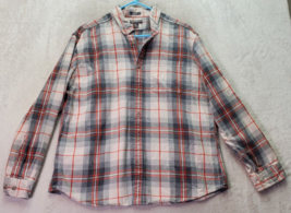 Eddie Bauer Shirts Men&#39;s Large Brown Navy Plaid Flannel Relaxed Fit Button Down - £15.93 GBP