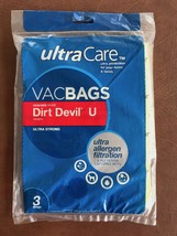 ULTRA CARE DIRT DEVIL U Vacuum Bags  (3ea) UPRIGHT  NEW - $11.88