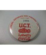 Fathers Day Fishing Derby 1984 Coca Cola Labatts 3&quot; Vintage Pinback Pin ... - £5.93 GBP