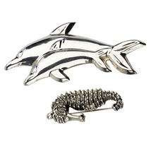 Argent Sterling Mer Créatures Deux Broches, Mer Cheval, Mère &amp; Fils Daup... - $99.16