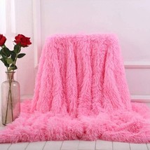 Girls Fluffy Pink Blanket Decorative Sofa Couch and Floor Throw - £31.68 GBP