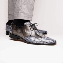 Anzio Genuine Alligator & Calfskin Dress Derby's Shoes Newspaper image 5